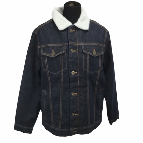 Brooklyn Cloth Denim and Fleece Jacket Blue Medium